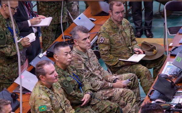 Distinguished Visitors Attend Yama Sakura 91 Exercise Control Area at Camp Higashi-Chitose