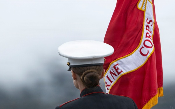 U.S. Marine Corps Mounted Color Guard presents the colors for the Big Bear Rodeo