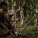 Two military personnel in camouflage uniforms and helmets are moving through dense tropical jungle vegetation. The foreground soldier is out of focus while a second soldier is visible in the middle distance among trees and foliage. The environment features tropical plants including banana trees and palm trees, suggesting a Southeast Asian or Pacific Island setting.