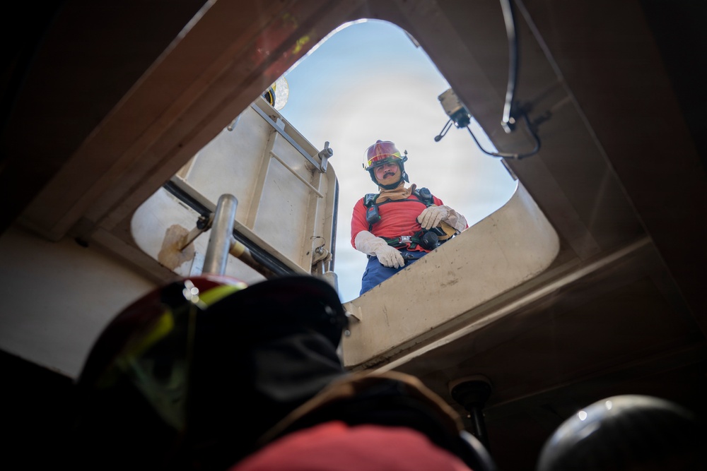 Coast Guard Cutter Donald Horsley conducts firefighting drills
