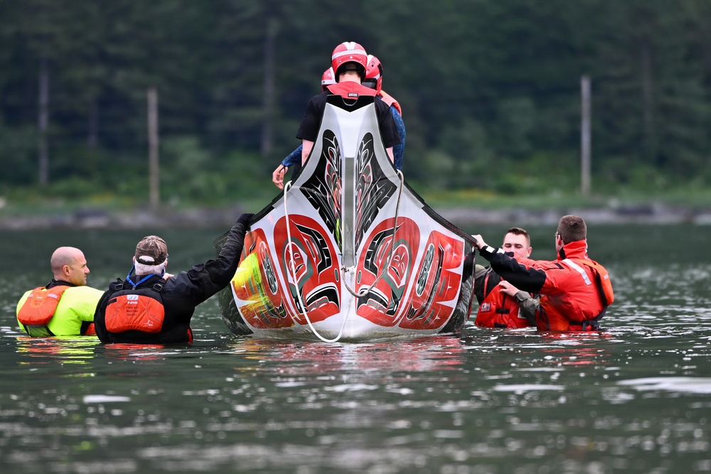 Coast Guard, Alaska Boating Safety Host Cold-Water Training for Tlingit and Haida Canoe Journey Participants, Juneau
