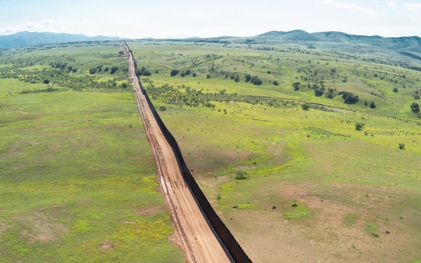 Panel Installation of New Smart Border Wall System east of Lochiel, Ariz.