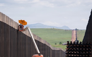 Panel Installation of New Smart Border Wall System east of Lochiel, Ariz.