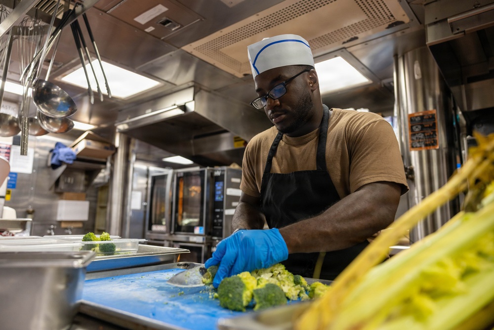 Sailor Prepares Lunch Aboard USS Wayne E. Meyer (DDG 108)
