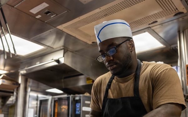 Sailor Prepares Lunch Aboard USS Wayne E. Meyer (DDG 108)