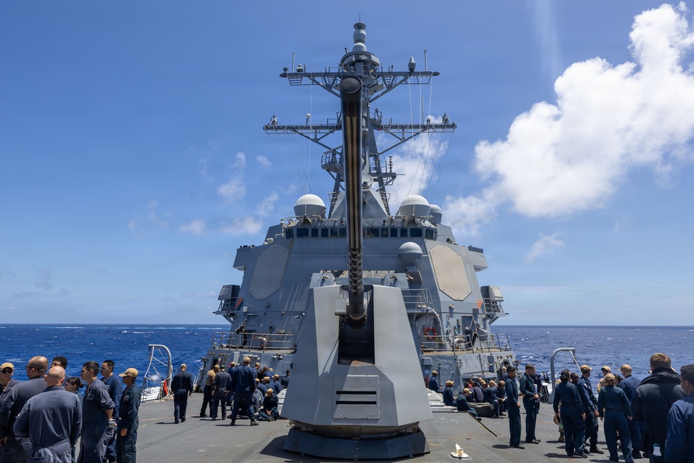 USS Wayne E. Meyer (DDG 108) Conducts Abandon Drill