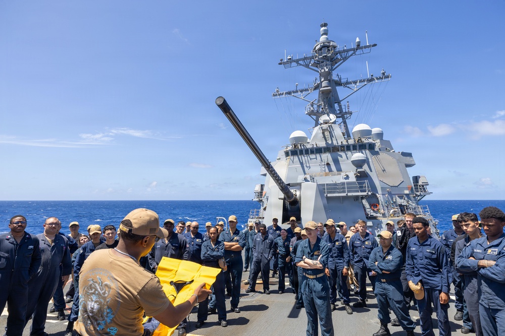USS Wayne E. Meyer (DDG 108) Conducts Abandon Ship Drill