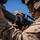 U.S. Marines with 3rd LCT participate in a live-fire basic skills package Two military personnel in desert MARPAT camouflage uniforms are handling what appears to be a crew-served weapon system, likely an M3 Carl Gustaf recoilless rifle or similar anti-armor weapon. The soldier on the right is wearing a combat helmet with communications headset and protective goggles. The image captures a close-up training or operational scenario under clear blue sky conditions.
