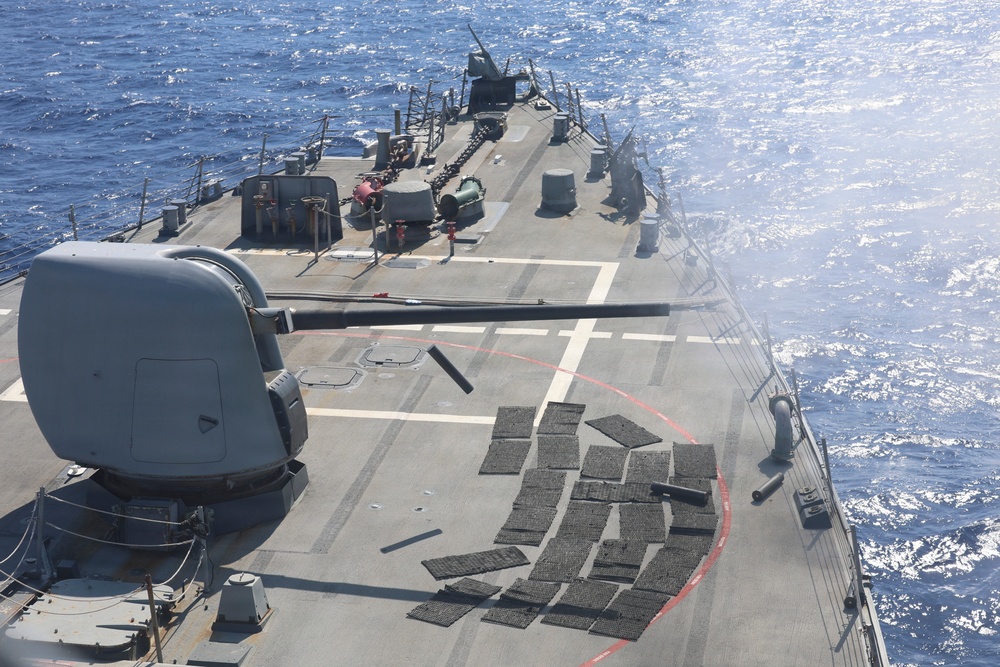 USS Oscar Austin conducts live fire exercise
