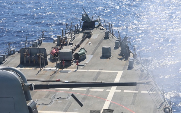 USS Oscar Austin conducts live fire exercise