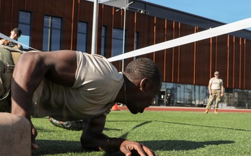 603rd Military Company Soldiers compete in a best squad competition at Ādaži Military Base