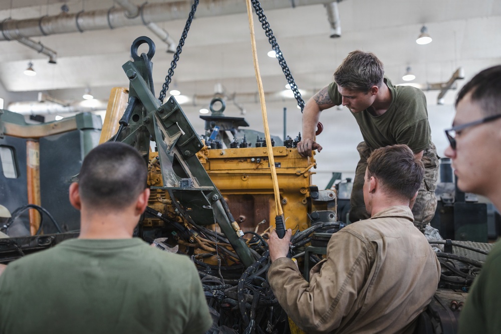 U.S. Marines conduct an RSV engine replacement