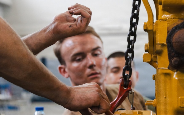 U.S. Marines conduct an RSV engine replacement