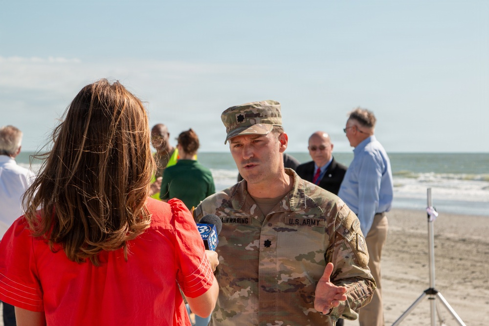 Charleston District Commander Discusses Beach Renourishment Completion with Local Media