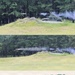 A three-panel sequential photograph documenting a missile launch from a military HMMWV (Humvee) equipped with a missile launcher system, likely an Avenger or TOW missile platform. The sequence shows the missile immediately after launch (top), mid-flight with a visible smoke trail (middle), and at extended range downrange (bottom). The exercise appears to take place on a military training range surrounded by pine forest.