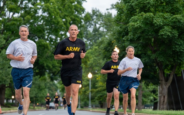 CNGB, SEA Raines Conduct Joint PT With National Guard Members