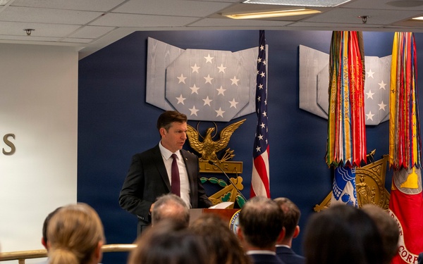 Under Secretary of the Army, Hon. Michael Obadal, hosts the Zachary and Elizabeth Fisher Distinguished Civilian Humanitarian Award Ceremony.