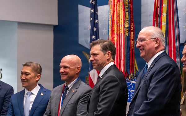 Under Secretary of the Army, Hon. Michael Obadal, hosts the Zachary and Elizabeth Fisher Distinguished Civilian Humanitarian Award Ceremony.