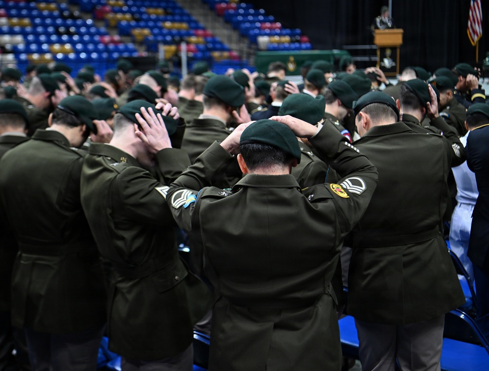Soldiers Don Green Beret at Special Forces Graduation