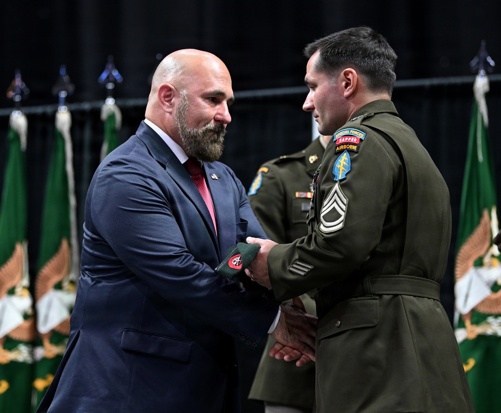 Soldiers Don Green Beret at Special Forces Graduation