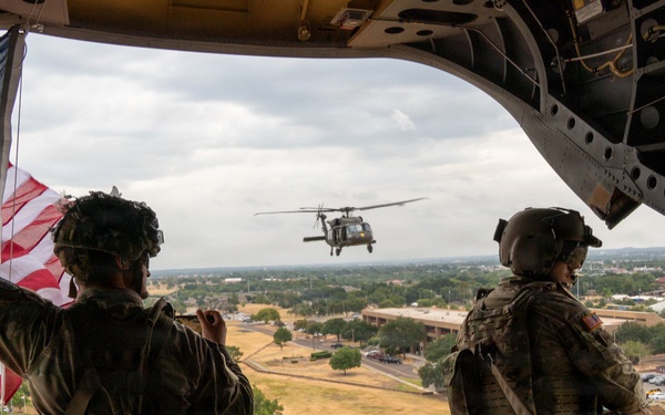 1st Cavalry Division conducts a flyover for Cav Week 105