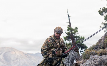 Students with Mountain Medicine 2-26 conduct rappelling exercise