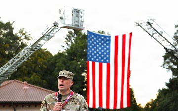 Army Doc, Combat Veteran, Purple Heart Recipient speaks at Ramstein Air Base 9/11 Memorial