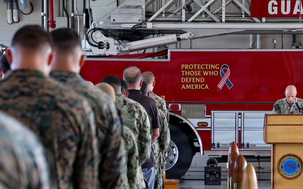 Naval Station Guantanamo Bay held a remembrance ceremony at the base fire station for the 25th anniversary of the September 11, 2001, attacks