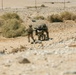 Two soldiers in desert camouflage uniforms are operating in an arid, rocky terrain with sparse desert scrub vegetation. One soldier appears to be kneeling and aiming a large shoulder-mounted weapon system while the other provides assistance or support. The setting suggests a desert environment, consistent with a training exercise or operational deployment.