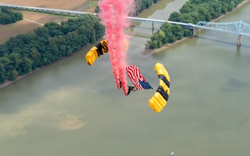 Golden Knights Soar Over Owensboro With American, POW/MIA Flags