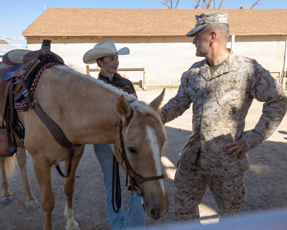 U.S. Marine Corps Mounted Color Guard presents at Marine Corps Installations West Commanders' Conference