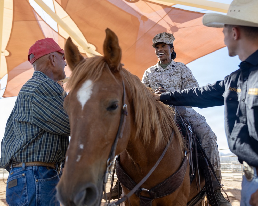 U.S. Marine Corps Mounted Color Guard presents at Marine Corps Installations West Commanders' Conference