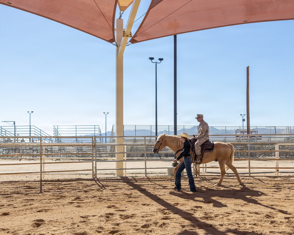 U.S. Marine Corps Mounted Color Guard presents at Marine Corps Installations West Commanders' Conference