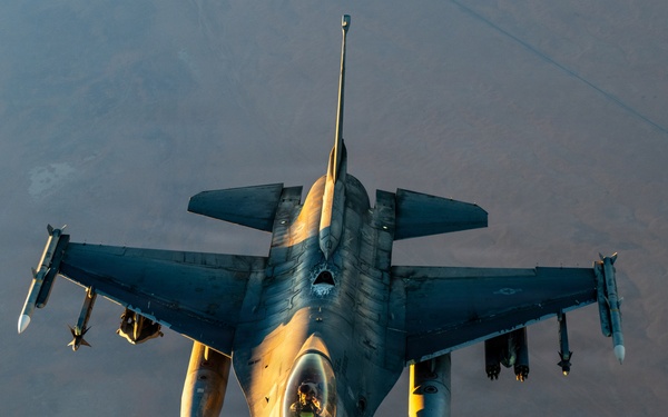 KC-135 refuels F-16s for regional security