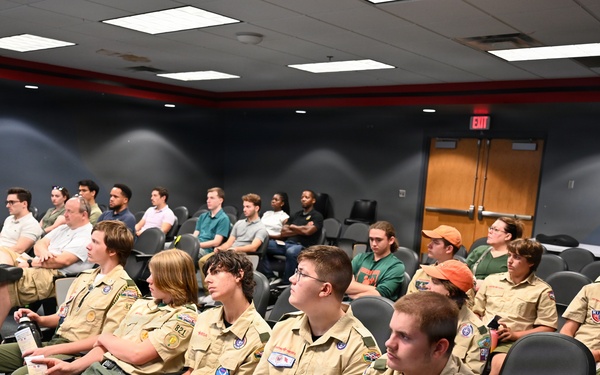 104th Fighter Wing hosts tour for Collins Aerospace and Westfield Scout Troop 821