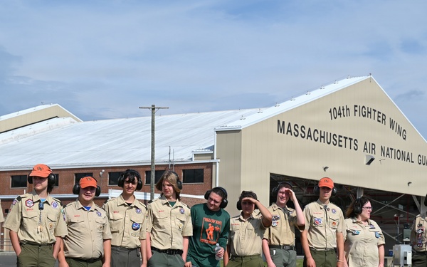 104th Fighter Wing hosts tour for Collins Aerospace and Westfield Scout Troop 821