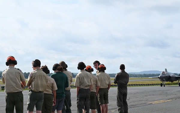 104th Fighter Wing hosts tour for Collins Aerospace and Westfield Scout Troop 821