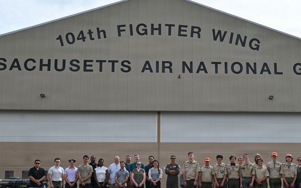 104th Fighter Wing hosts tour for Collins Aerospace and Westfield Scout Troop 821