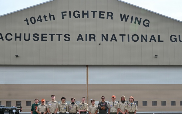 104th Fighter Wing hosts tour for Collins Aerospace and Westfield Scout Troop 821