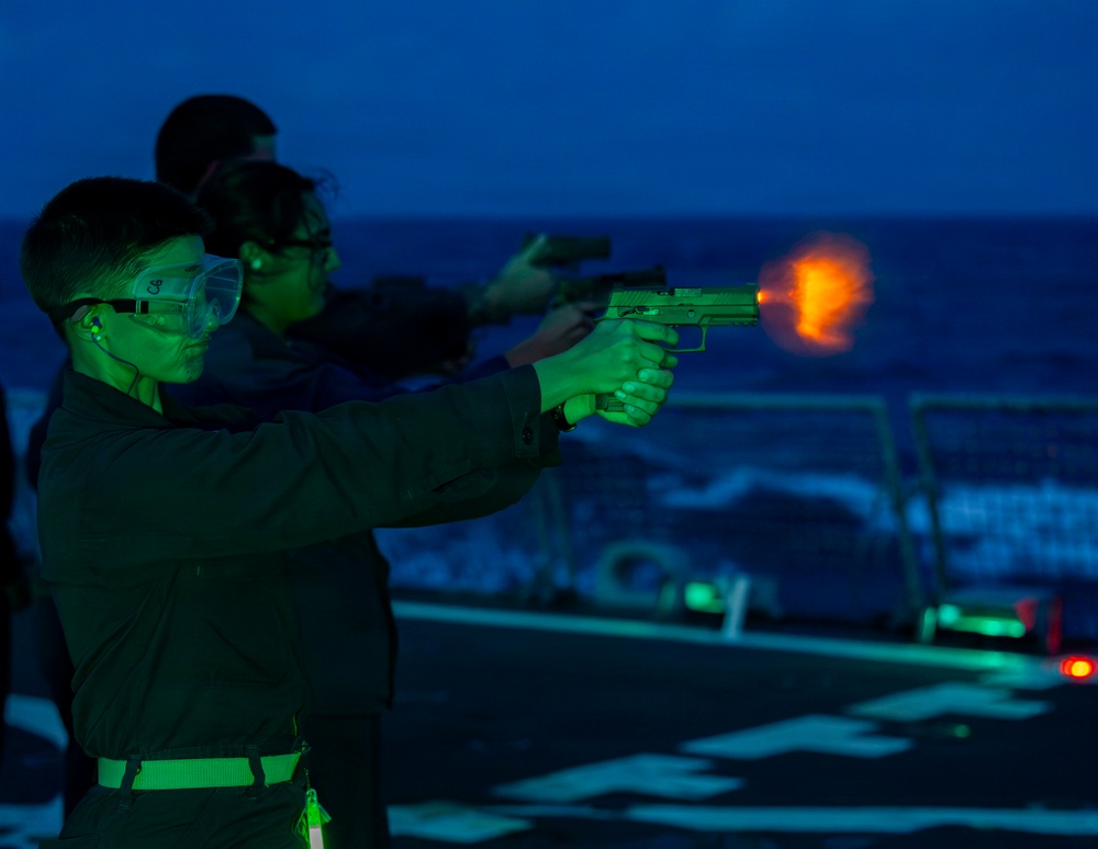 DDG 65 Qualifies Sailors in Low Light Small Arms Live Fire