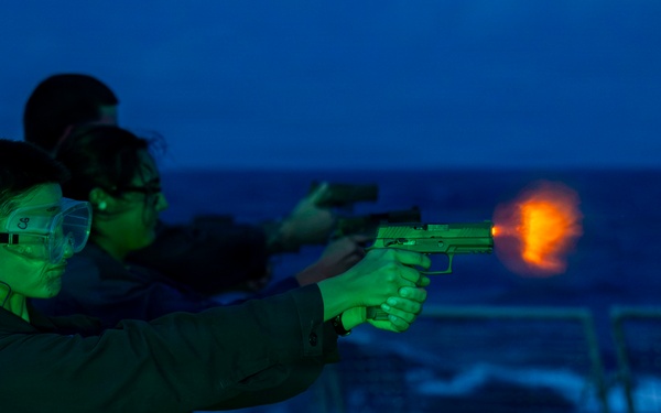 DDG 65 Qualifies Sailors in Low Light Small Arms Live Fire