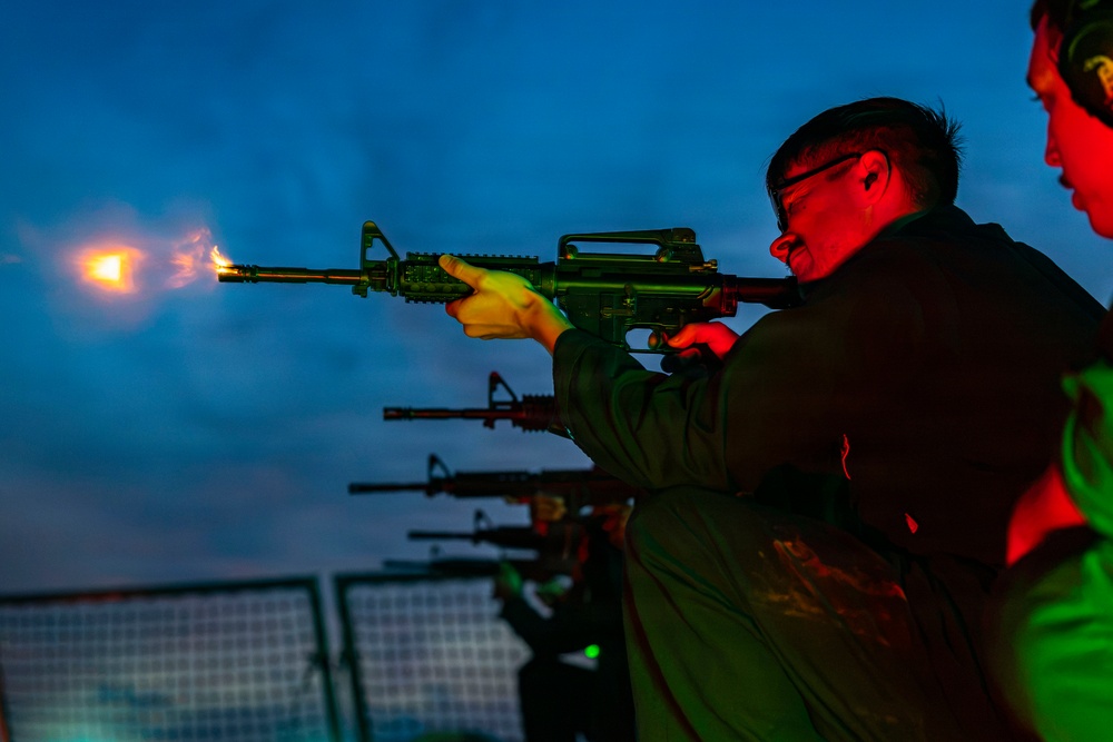 DDG 65 Qualifies Sailors in Low Light Small Arms Live Fire