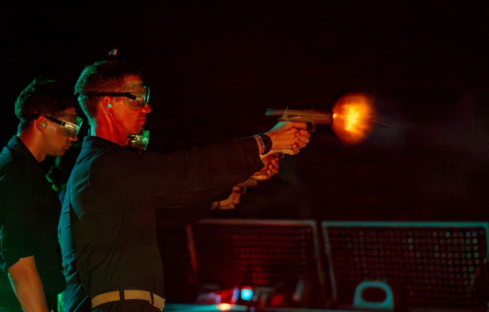 DDG 65 Qualifies Sailors in Low Light Small Arms Live Fire