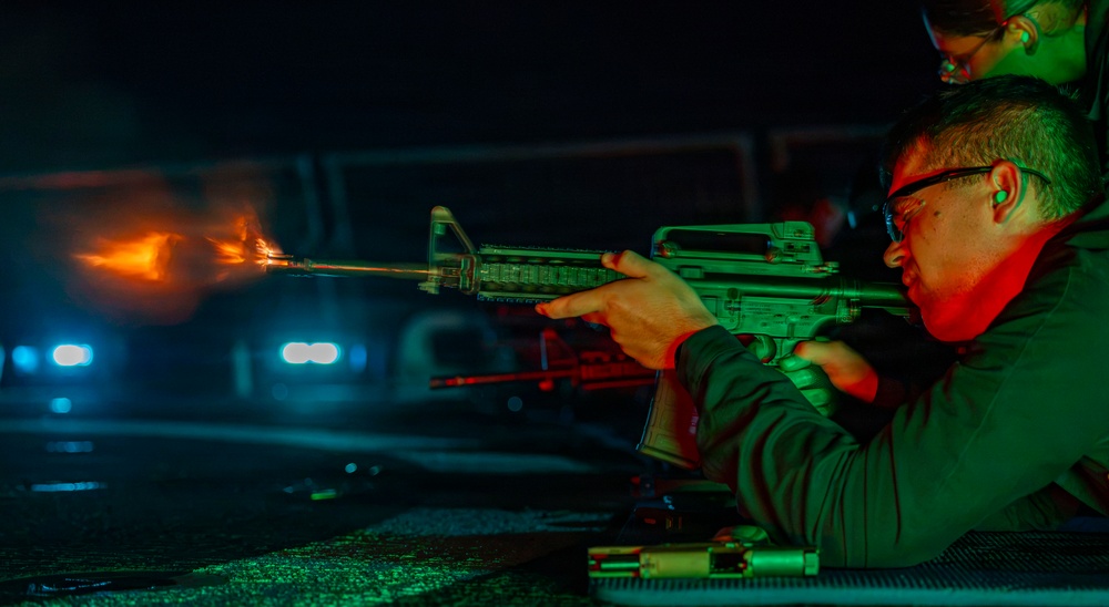 DDG 65 Qualifies Sailors in Low Light Small Arms Live Fire