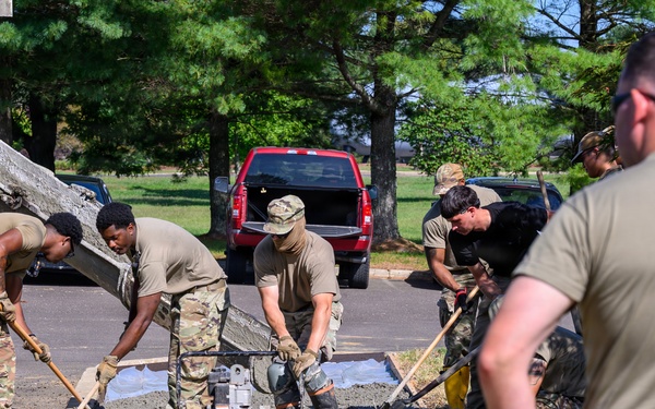 108th Wing civil engineers build new sidewalk