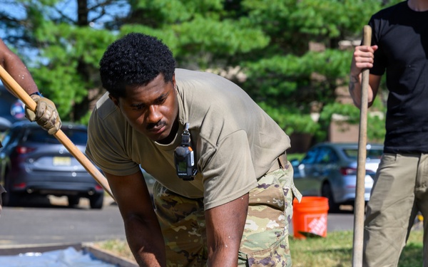 108th Wing civil engineers build new sidewalk