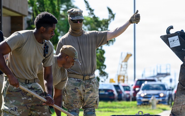 108th Wing civil engineers build new sidewalk