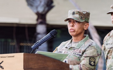 HHB, 94th AAMDC Incoming First Sergeant Addresses Soldiers