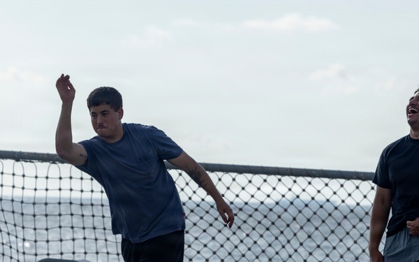 U.S. Sailors Enjoy Steel Beach Picnic Aboard Delbert D. Black