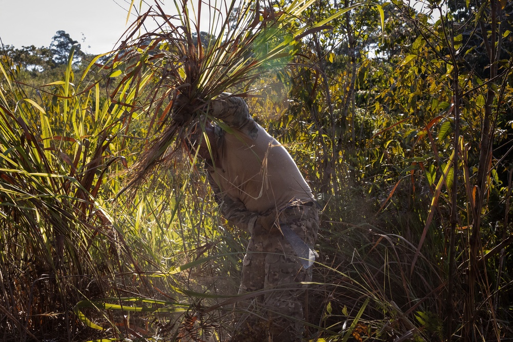 Peruvian Soldier Builds A Primitive Shelter During SV26